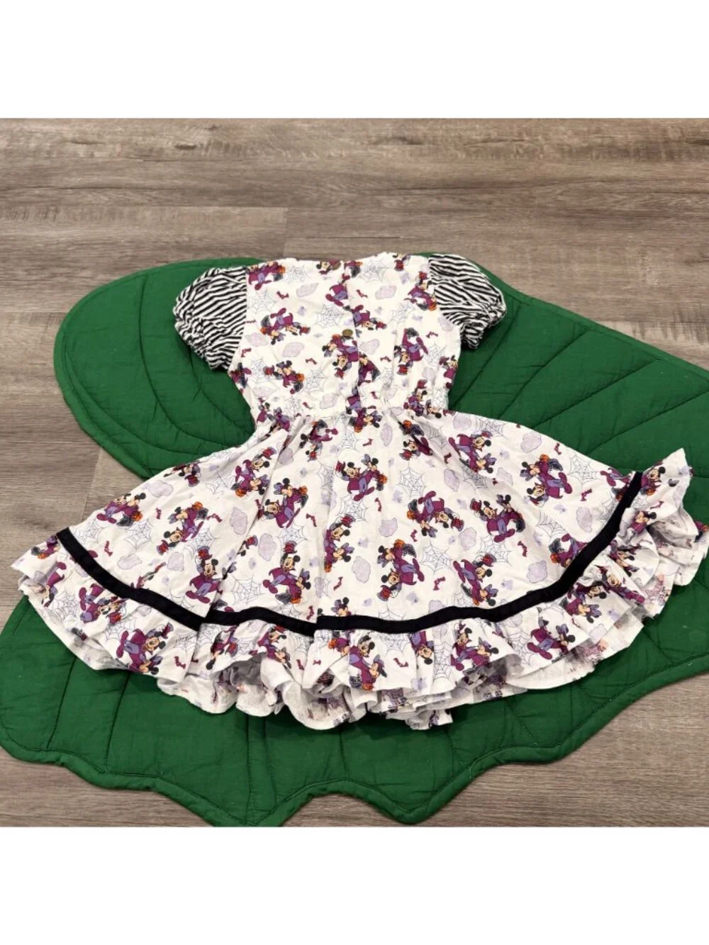 Handmade Disney Halloween Mickey Mouse Puff Sleeves Lace Ruffle Dress Girls 3/4